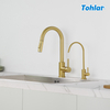 Kitchen Sink Drinking Water Faucet, Gold Filter Faucet Lead Free Faucet Water Filtration System 304 Stainless Steel Brushed Gold Finish