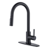 Black modern stainless steel sink faucet with base plate, fits 1 hole or 3 holes