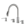Brushed nickel kitchen faucet, home kitchen faucet with soap dispenser and pull-down sprayer