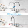 Bathroom Faucet 3 Hole Brushed Nickel, 4 Inch Stainless Steel Bathroom Sink Faucet, Stainless Steel Lead Free 2 Handle Center Faucet