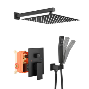 Matte Black Wall Mount Shower Faucet Set, 12