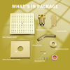 Gold Shower Faucet Set - 8" Brushed Gold Shower Head and Handle Set, Rain Shower System with Brass Shower Valve