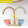 Bathroom Faucet 3 Hole Matte Brushed Gold, 4 Inch Centerset Bathroom Sink Faucet, Stainless Steel Lead Free 2 Handles,