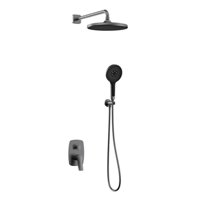 Sistema doccia grigio da arma da fuoco con doccia per pioggia e doccia a mano, set di rubinetti per doccia di lusso per bagno, montato a parete