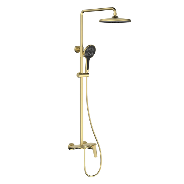 Brushed Gold Piano Key Shower System 3 Mode Hand Shower, 3 Function Tub Shower Faucet ET Brass Valve, 10" Rain Shower Head Height Adjustable...