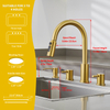 Gold kitchen faucet, home kitchen faucet with soap dispenser and pull-down sprayer
