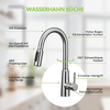 Brushed Nickel Kitchen Faucet 3 Spray Effects with Filter Kitchen Faucet Penetration Single Lever Sink Mixer with Extendable Hose Kitchen Faucet