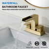 Gold bathroom faucet, waterfall bathroom sink faucet, 4 inch center bathroom faucet for sink 3 hole,