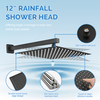Matte Black Wall Mount Shower Faucet Set, 12