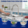 Brushed nickel kitchen faucet, home kitchen faucet with soap dispenser and pull-down sprayer