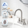 Bathroom Faucet 3 Hole Brushed Nickel, 4 Inch Stainless Steel Bathroom Sink Faucet, Stainless Steel Lead Free 2 Handle Center Faucet