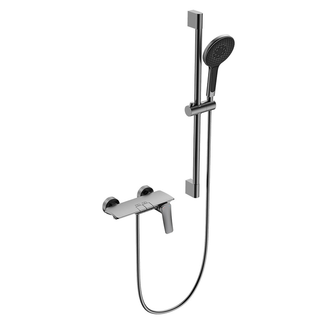 Gunmetal Grey Single Function Shower Hand Shower, High Pressure Shower, 3 Spray Settings, with Tub Spout Height Adjustable Shower Head