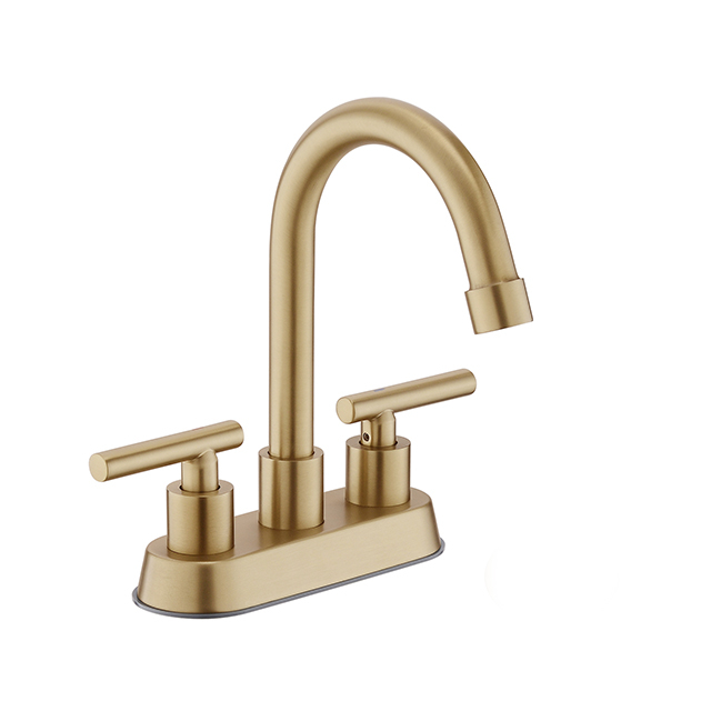 Bathroom Faucet 3 Hole Matte Brushed Gold, 4 Inch Centerset Bathroom Sink Faucet, Stainless Steel Lead Free 2 Handles,