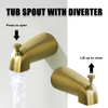 Gold shower faucet with tub spout, bathtub and shower faucet combination set with valve, 7 spray heads high pressure double shower head