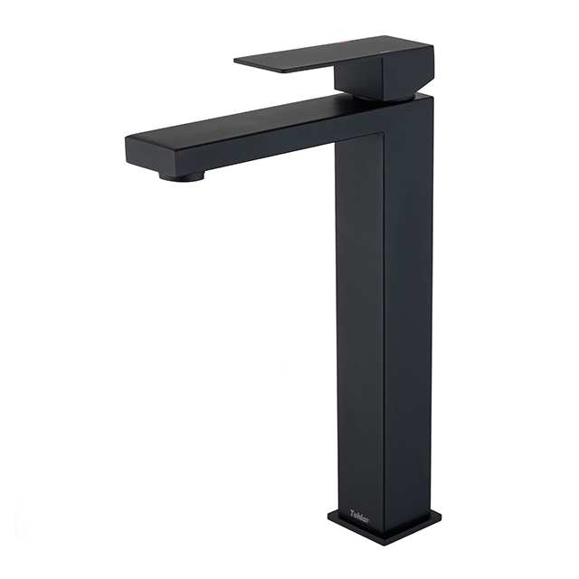 Black basin faucet, tall bathroom faucet, modern single handle black basin faucet 1 hole countertop mount