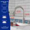 Brushed nickel kitchen faucet, home kitchen faucet with soap dispenser and pull-down sprayer
