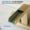 Gold bathroom faucet, waterfall bathroom sink faucet, 4 inch center bathroom faucet for sink 3 hole,