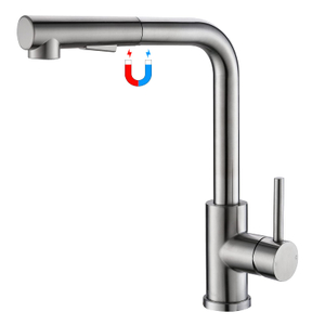 Kitchen Faucet with Pull-Out Sprayer, 360° Swivel Mixer Faucet with Magnetic Docking, Stainless Steel Hot And Cold Single Lever Kitchen Sink Faucet with 2 Water Modes
