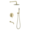 Shower System Brushed Gold Hand Shower Head, Shower Combination Set, Bathroom Shower Head with Bathtub Outlet, Brass Shower Valve And Trim
