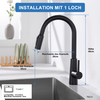 Black kitchen faucet 3 spray effects Kitchen faucet with filter Penetration single lever sink mixer Kitchen faucet with retractable hose