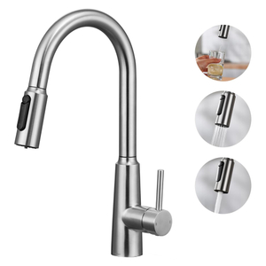 Brushed Nickel Kitchen Faucet 3 Spray Effects with Filter Kitchen Faucet Penetration Single Lever Sink Mixer with Extendable Hose Kitchen Faucet