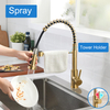 Gold Kitchen Faucet, 360° Swivel Gold Kitchen Faucet with Hose, Faucet with Pull-out Sprayer for Kitchen Sink Hot And Cold Accessories