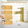 Brushed Gold Bathroom Faucet, 360° Swivel Filter Faucet Basin Faucet Filter Removes Heavy Metals And Hard Water