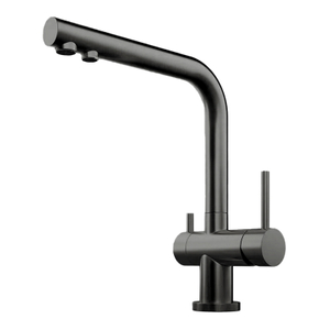 Gunmetal grey kitchen faucet, modern single hole kitchen sink faucet, single handle, chrome