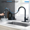 Black modern stainless steel sink faucet with base plate, fits 1 hole or 3 holes