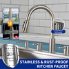 Brushed nickel kitchen faucet, home kitchen faucet with soap dispenser and pull-down sprayer